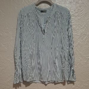 Renuar Women's Black and White Striped Blouse Size L